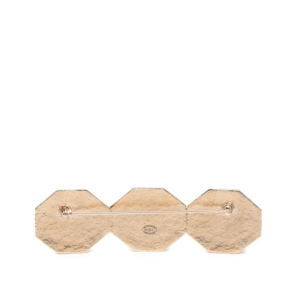 CHANEL Gold Pearl Logo Brooch - Picture 2 of 4